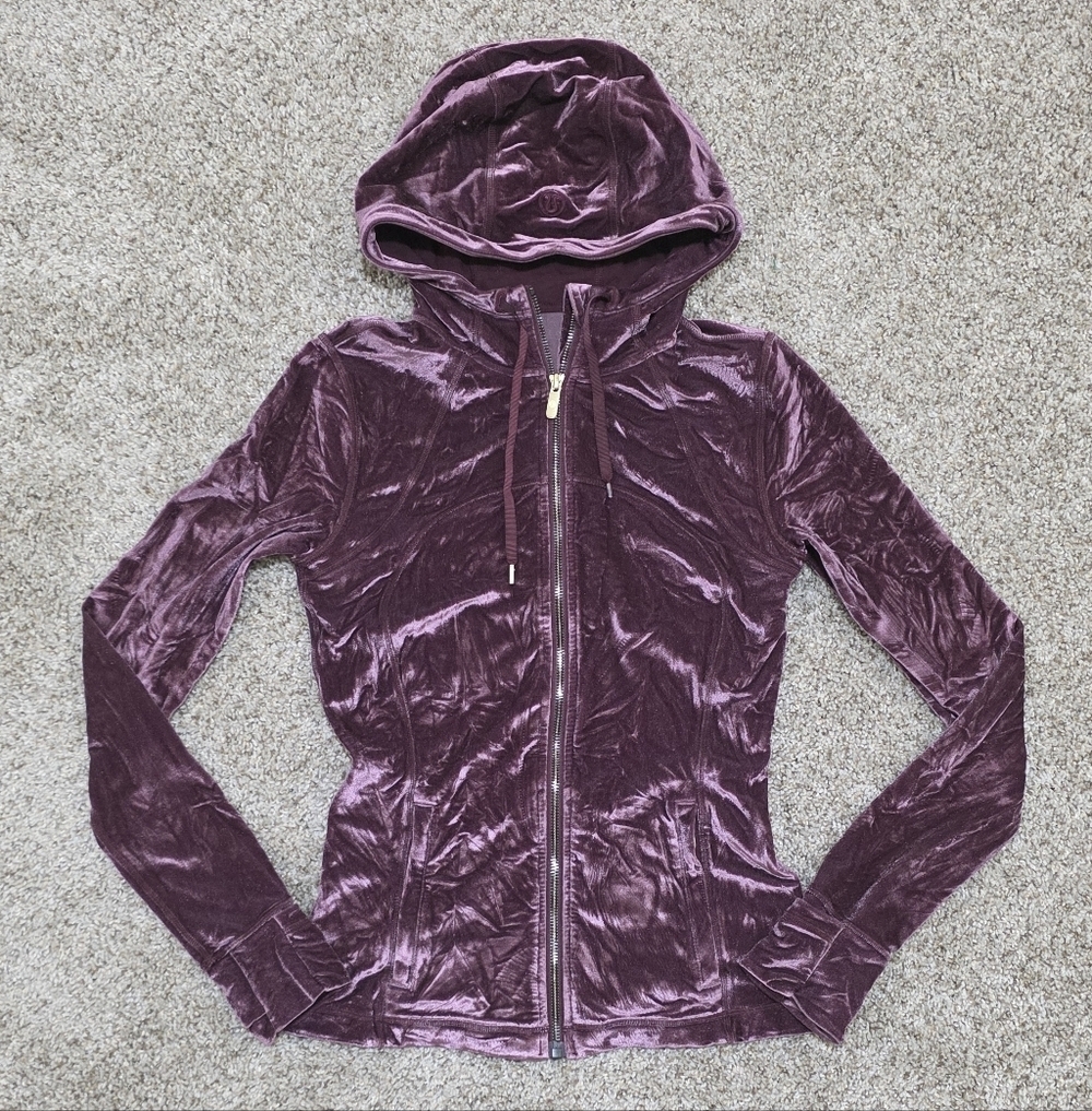 Lululemon Define Zip Up Hooded Jacket Size 6 Garnet Gold Velour - Picture 2 of 9